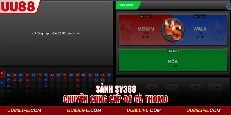 Trải nghiệm đá gà UU88 cùng Sv388
